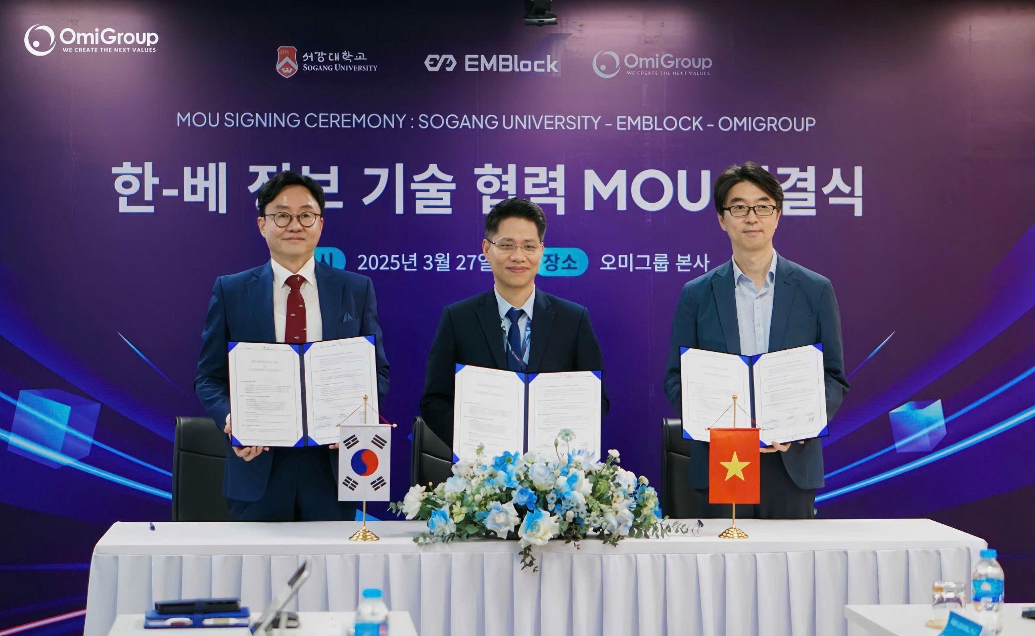 Omi Group signs partnership with Korea's Sogang University and EMBlock Inc